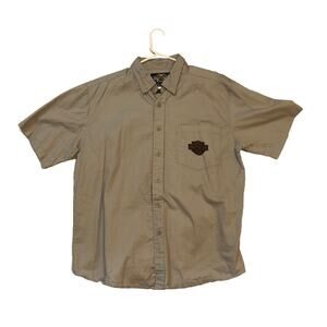 Harley Davidson Shirt Mens XL Gray Short Sleeve Button Up Motorcycle Cotton